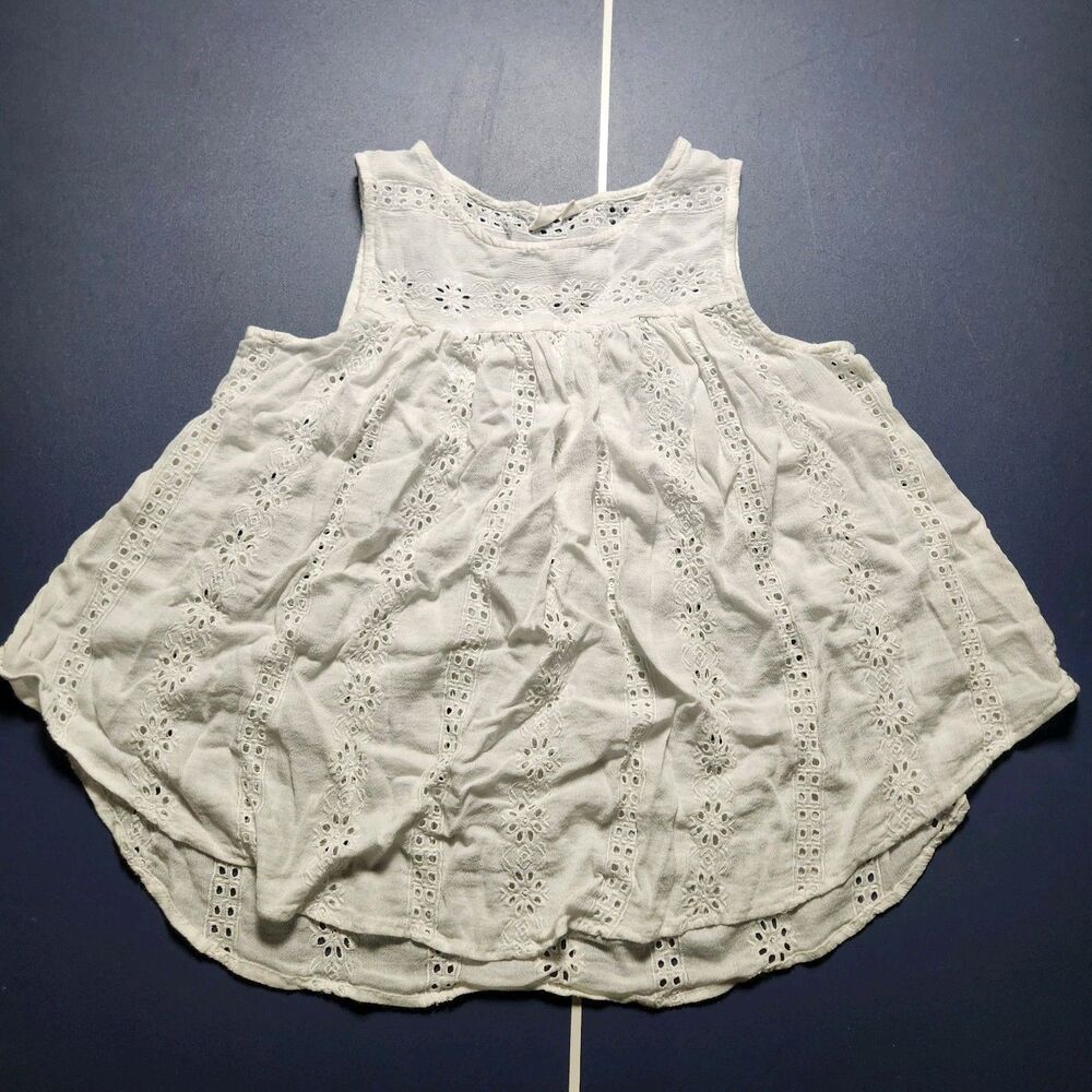 Gap Womens Medium Eyelet Cotton Tank Top White Embroidered Cottagecore Feminine